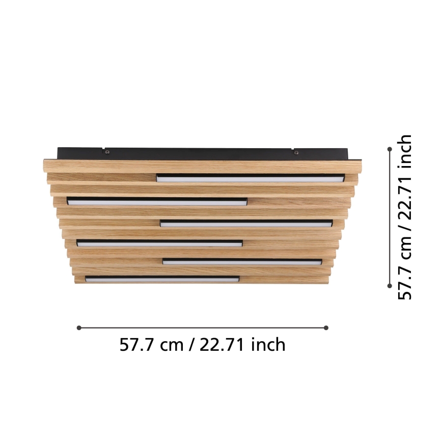 Eglo - LED Stmievateľné stropné svietidlo 6xLED/8,5W/230V 3000K 57,5x57,5 cm hnedá
