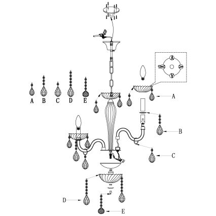 Eglo 39113- Luster CARPENTO 5xE14/40W/230V