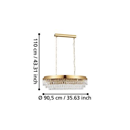 Eglo - Luster na reťazi 10xE14/40W/230V zlatá