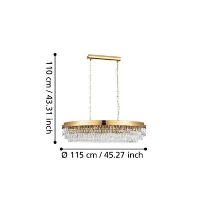 Eglo - Luster na reťazi 13xE14/40W/230V zlatá