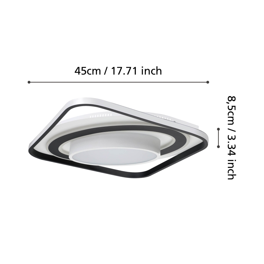 Eglo - LED Stmievateľné stropné svietidlo LED/21,5W/230V + LED/10,5W + LED/3W 3000-6500K čierna + diaľkové ovládanie