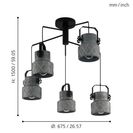 Eglo 39856 - Prisadený luster HILCOTT 5xE27/40W/230V