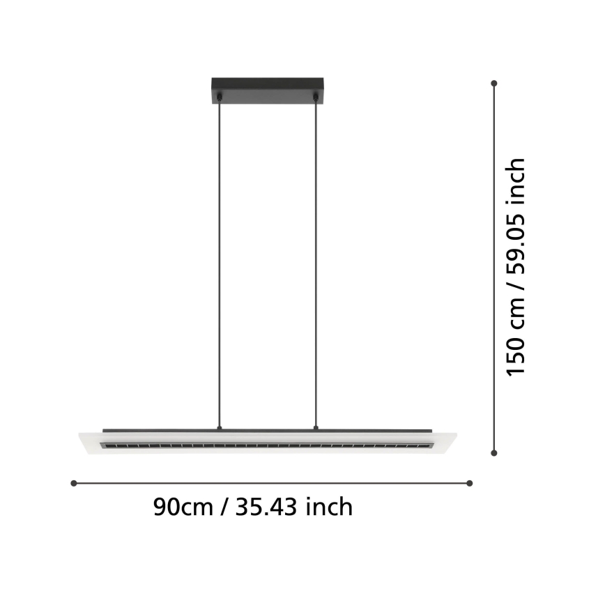Eglo - LED Stmievateľný luster na lanku LED/57,5W/230V 3000K čierna + diaľkové ovládanie