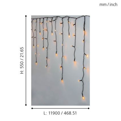 Eglo 410824 - LED vonkajší vianočný reťazec GOLDEN 480xLED/17x0,55m IP44 teplá biela