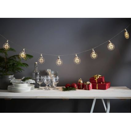 Eglo 411112 - LED Vianočný reťazec ORNAMENT 10xLED/3xAA 2,4m teplá biela