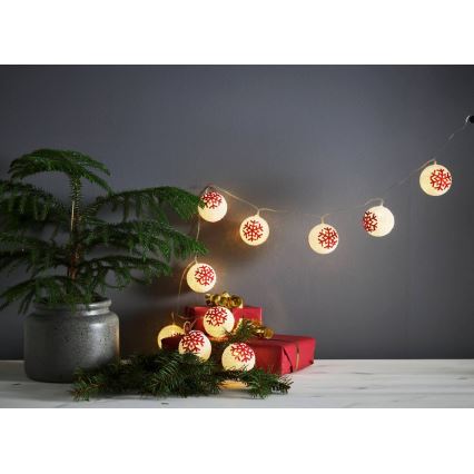 Eglo 411113 - LED Vianočná reťaz ORNAMENT 10xLED/3xAA 1,35m teplá biela
