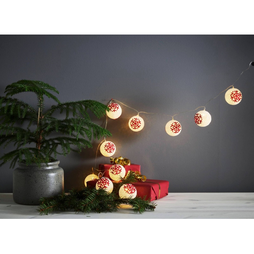 Eglo 411113 - LED Vianočná reťaz ORNAMENT 10xLED/3xAA 1,35m teplá biela