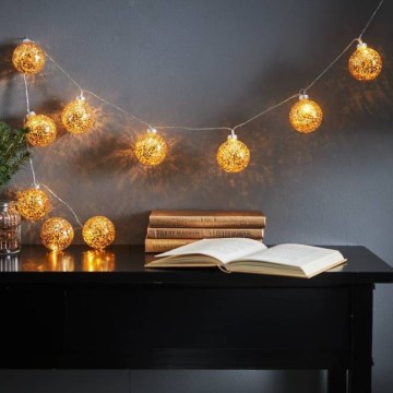 Eglo 411115 - LED Vianočný reťazec GLITTER 10xLED/2xAA 1,65m teplá biela