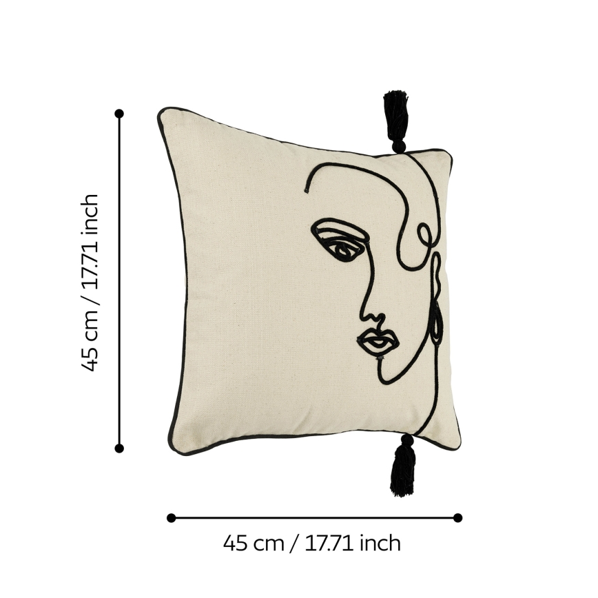 Eglo 420329 - Dekoratívny vankúš CHEVERY 45x45 cm krémová/čierna