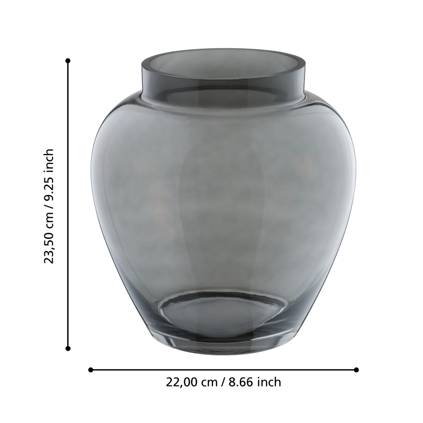 Eglo 421211 - Sklenená váza ASINDRO 23,5x22 cm čierna/dymová
