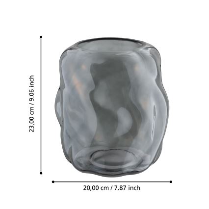 Eglo 421239 - Sklenená váza MAROSAVA 23x20 cm čierna/dymová