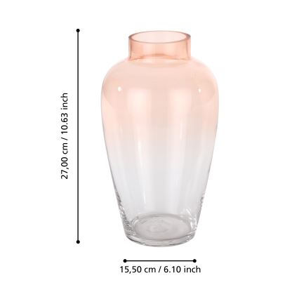 Eglo 421357 - Sklenená váza KENYASI 27x15,5 cm ružová