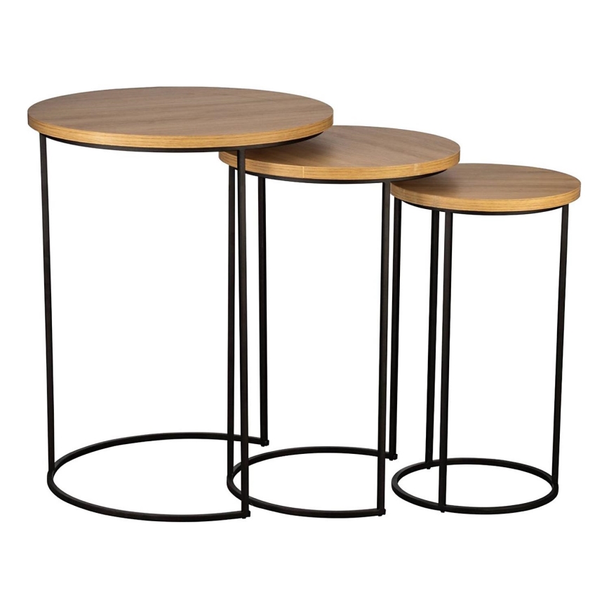 Eglo 424053 - SADA 3x Odkladací stolík TOWADA hnedá/čierna