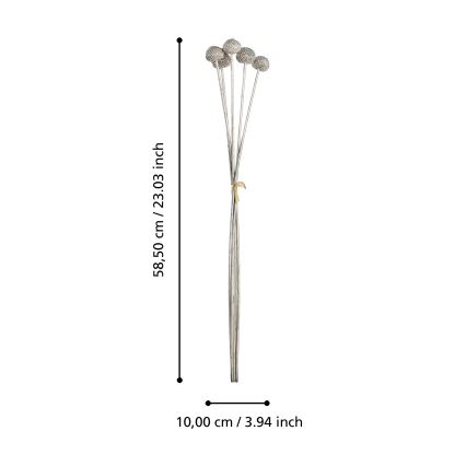Eglo - Umelý kvet 58,5 cm strieborná