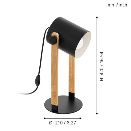 Eglo 43047 - Stolná lampa HORNWOOD 1xE27/28W/230V