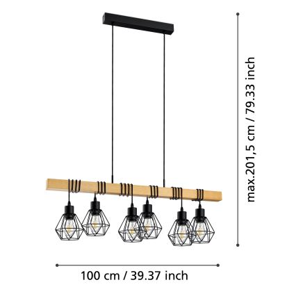 Eglo 43133 - Luster na lanku TOWNSHEND 6xE27/60W/230V