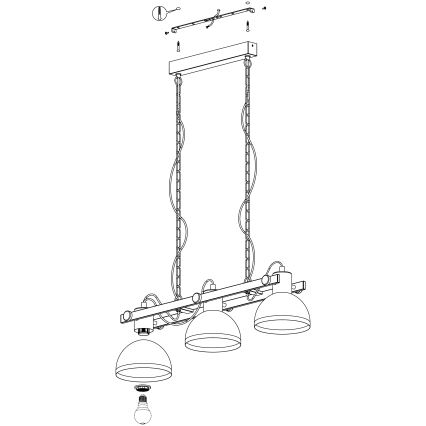 Eglo 43168 - Luster na reťazi LUBENHAM 3xE27/28W/230V