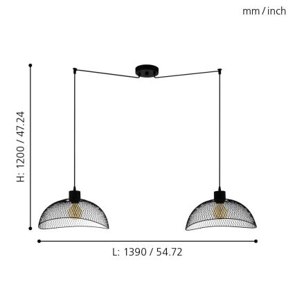 Eglo - Luster na lanku 2xE27/60W/230V pavúk