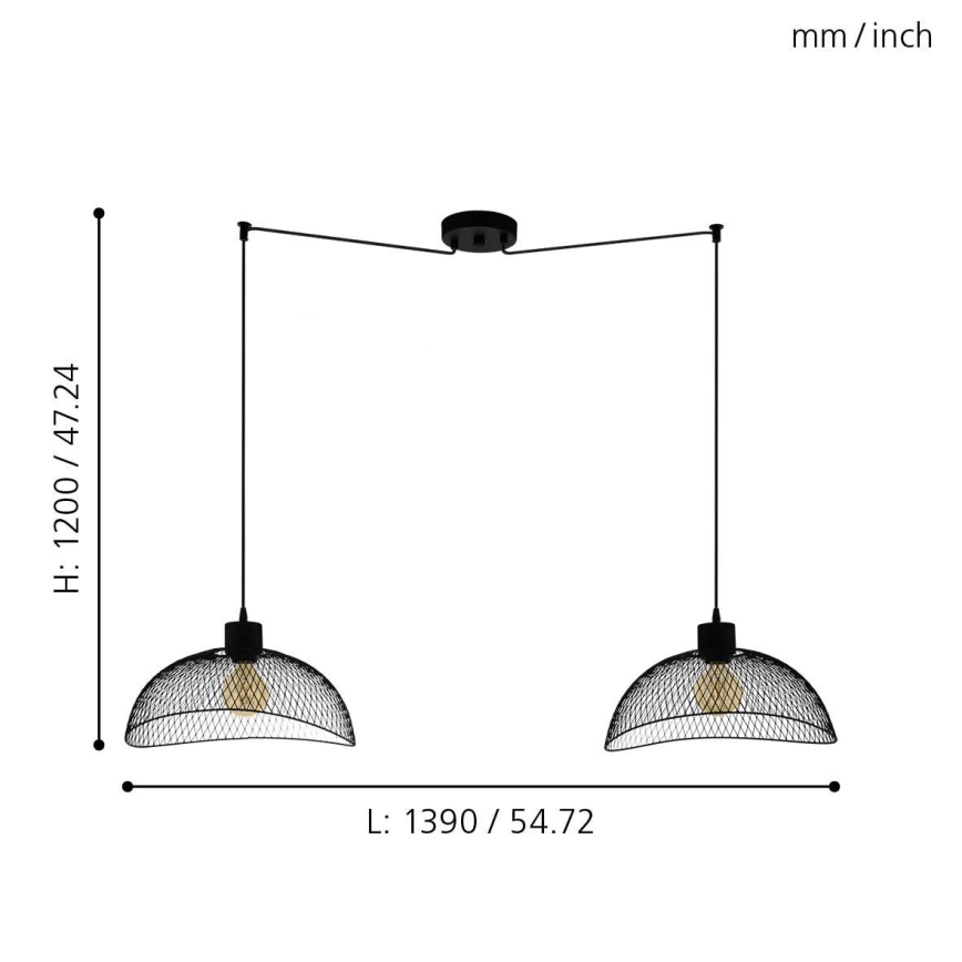 Eglo - Luster na lanku 2xE27/60W/230V pavúk