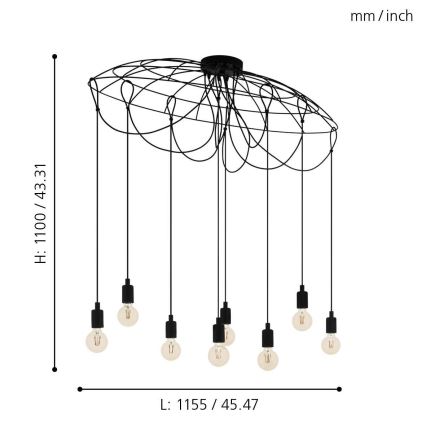 Eglo 43322 - Luster na lanku HOGSMILL 8xE27/40W/230V