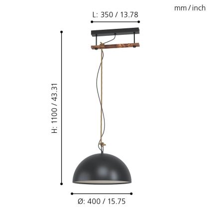 Eglo 43396 - Luster na lanku HODSOLL 1xE27/40W/230V