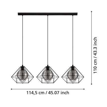 Eglo 43483 - Luster na lanku VERNHAM 3xE27/40W/230V