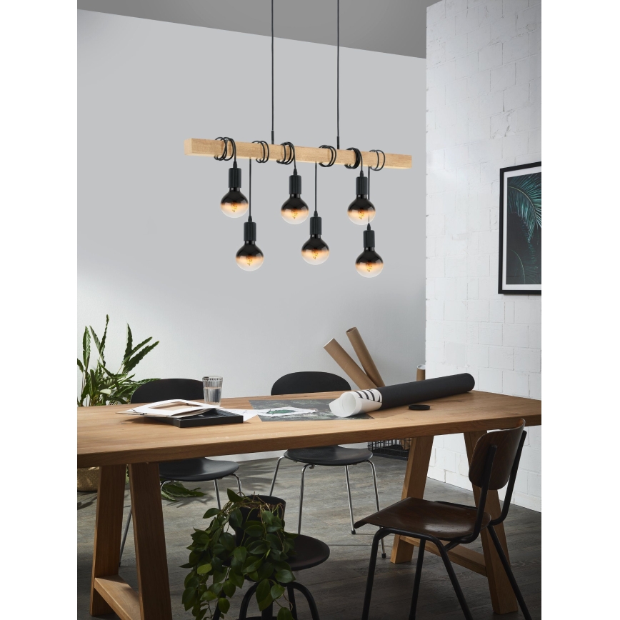 Eglo - Luster na lanku TOWNSHEND 6xE27/60W/230V - FSC certifikované