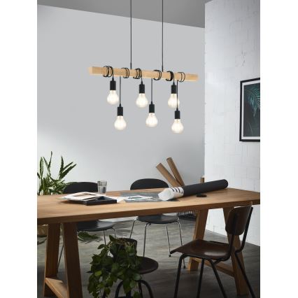 Eglo - Luster na lanku TOWNSHEND 6xE27/60W/230V - FSC certifikované