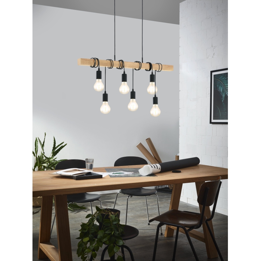 Eglo - Luster na lanku TOWNSHEND 6xE27/60W/230V - FSC certifikované