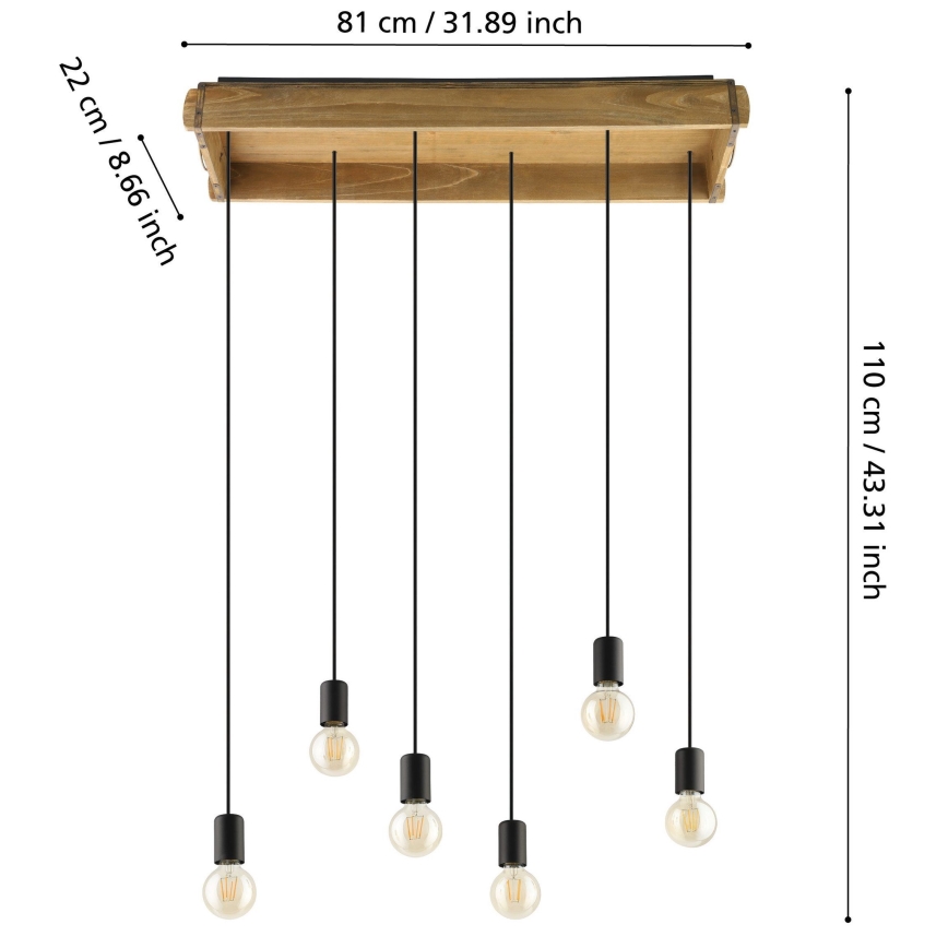 Eglo - Luster na lanku 6xE27/40W/230V