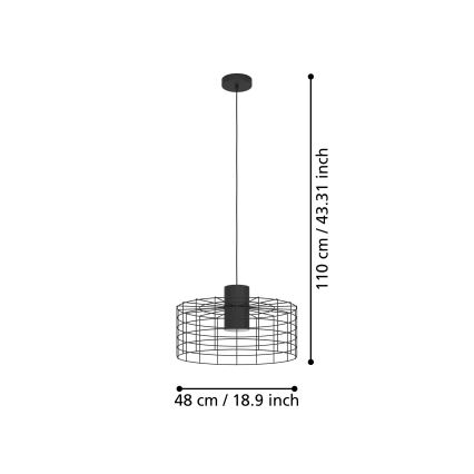 Eglo - Luster na lanku 1xE27/40W/230V pr. 48 cm čierna