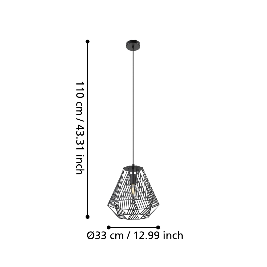 Eglo - Luster na lanku 1xE27/40W/230V čierna