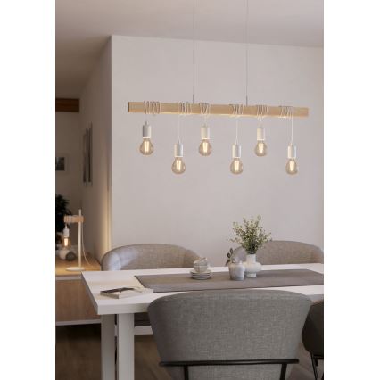 Eglo - Luster na lanku TOWNSHEND 6xE27/60W/230V - FSC certifikované