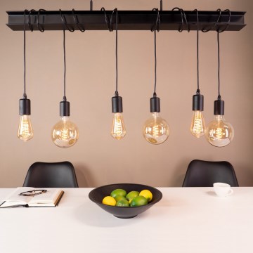 Eglo 43712 - Luster na lanku TOWNSHEND 6xE27/60W/230V čierna