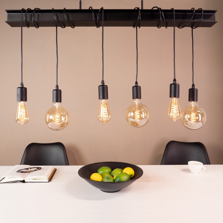 Eglo 43712 - Luster na lanku TOWNSHEND 6xE27/60W/230V čierna