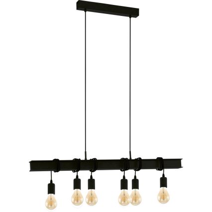 Eglo 43712 - Luster na lanku TOWNSHEND 6xE27/60W/230V čierna