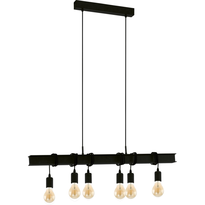 Eglo 43712 - Luster na lanku TOWNSHEND 6xE27/60W/230V čierna