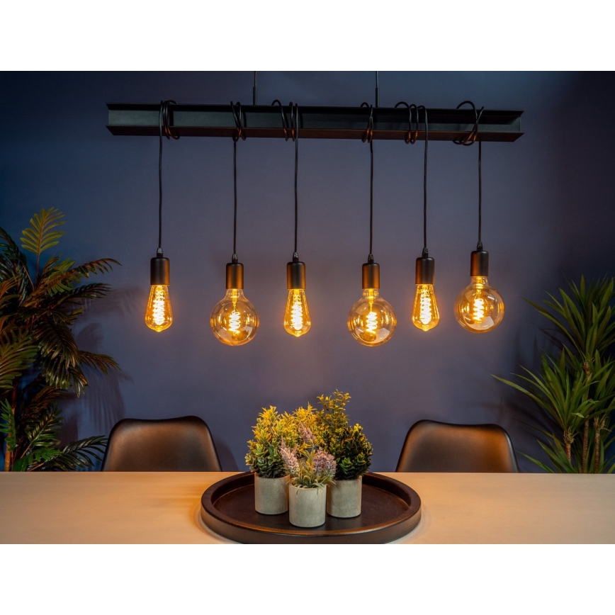 Eglo 43712 - Luster na lanku TOWNSHEND 6xE27/60W/230V čierna