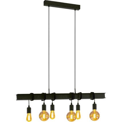 Eglo 43712 - Luster na lanku TOWNSHEND 6xE27/60W/230V čierna