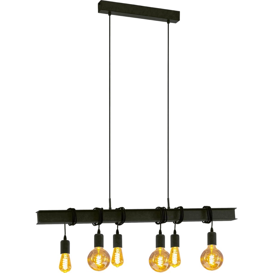 Eglo 43712 - Luster na lanku TOWNSHEND 6xE27/60W/230V čierna