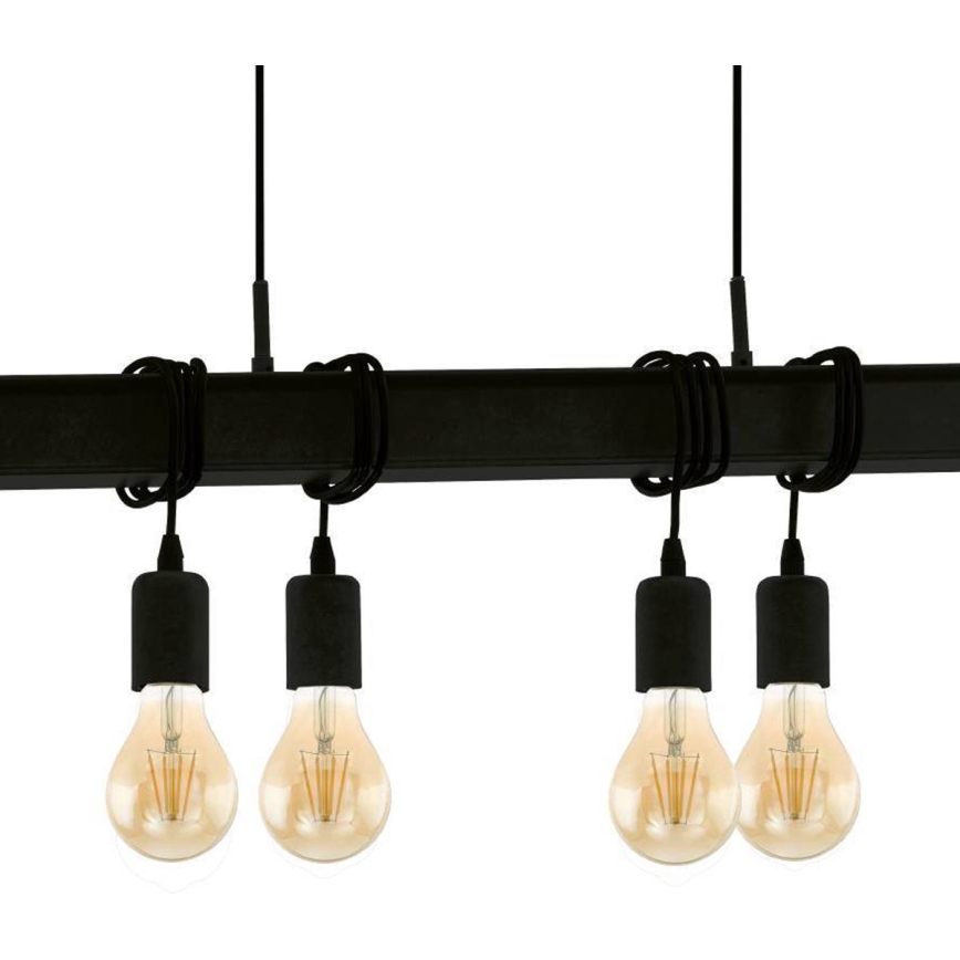 Eglo 43712 - Luster na lanku TOWNSHEND 6xE27/60W/230V čierna