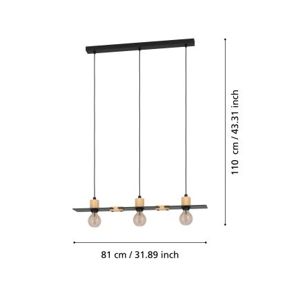 Eglo - Luster na lanku 3xE27/40W/230V