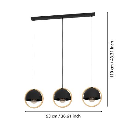 Eglo - Luster na lanku 3xE27/40W/230V