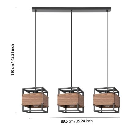 Eglo - Luster na lanku 3xE27/40W/230V