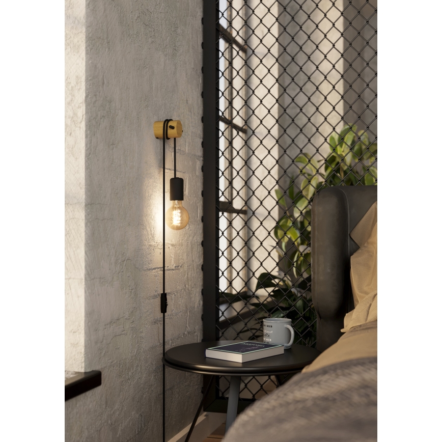 Eglo - Nástenné svietidlo 1xE27/13W/230V čierna/béžová