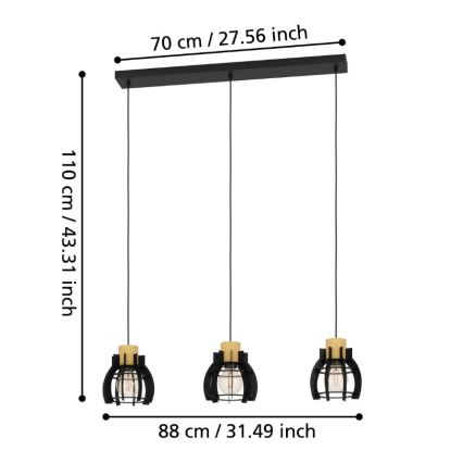 Eglo - Luster na lanku 3xE27/40W/230V