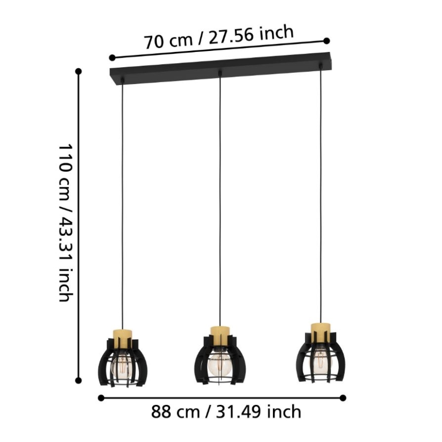 Eglo - Luster na lanku 3xE27/40W/230V
