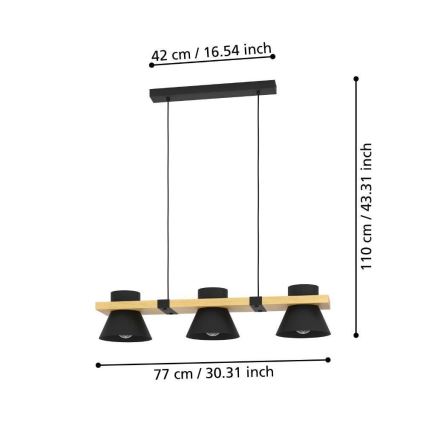 Eglo - Luster na lanku 3xE27/15W/230V