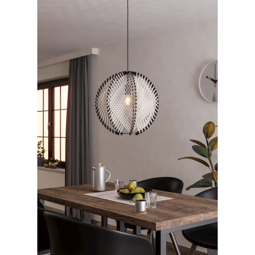 Eglo - Luster na lanku 1xE27/40W/230V pr. 48 cm biela/čierna