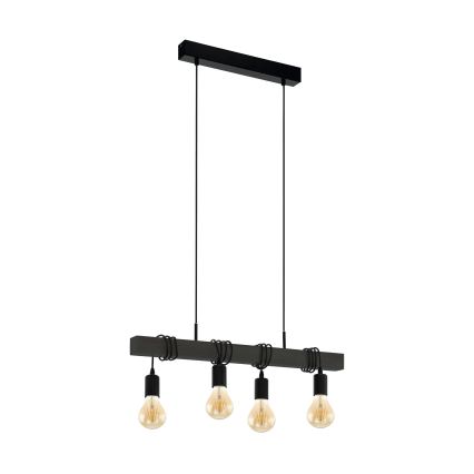 Eglo 44061 - Luster na lanku TOWNSHEND 4xE27/40W/230V čierna